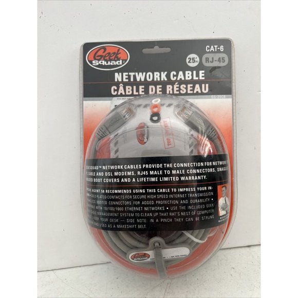 Geek Squad CAT-6 RJ-45 Network Cable, 3' Brand New & Factory Sealed! - Picture 3 of 7